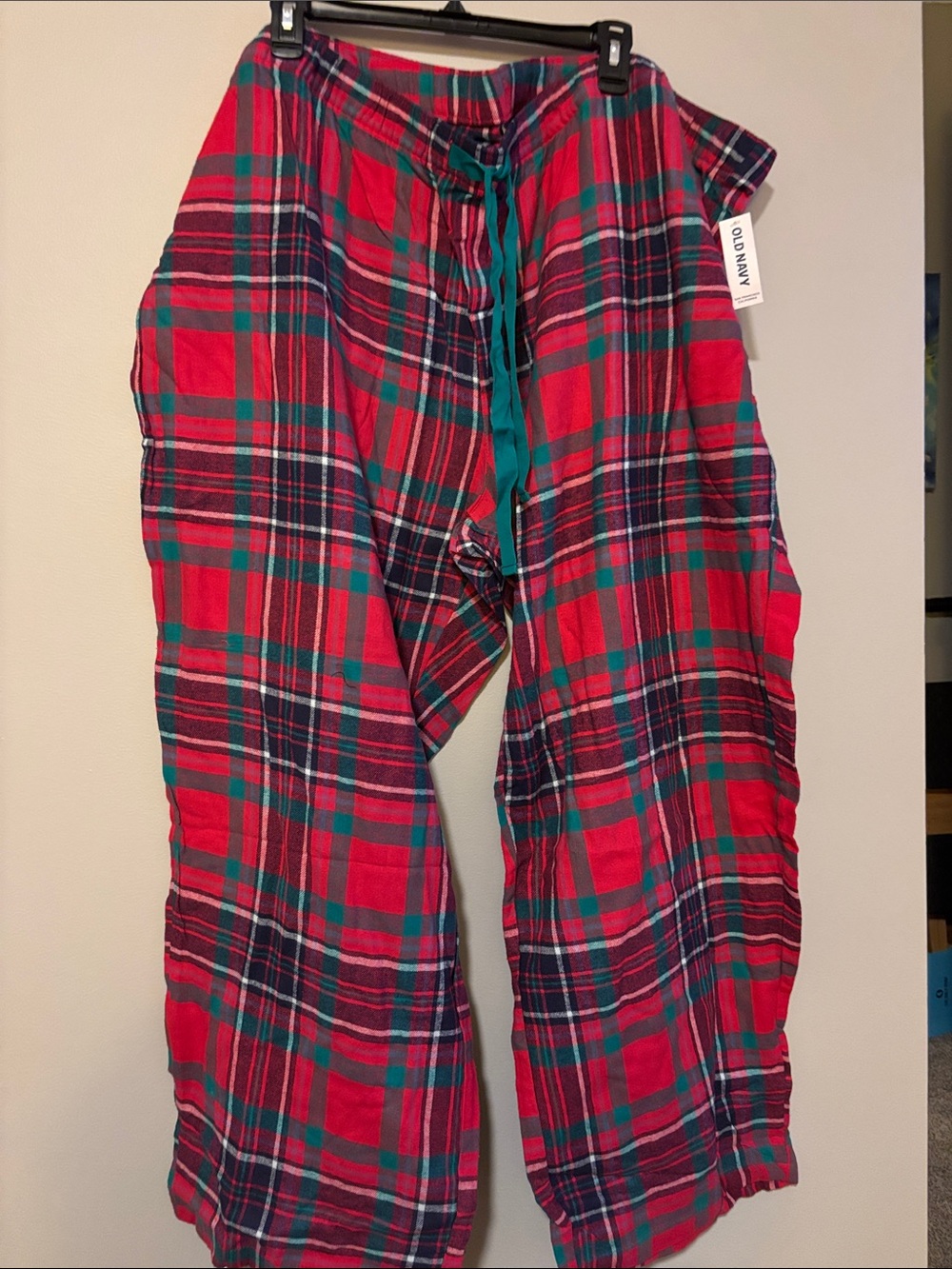Old Navy Red Plaid Pajama Pants with Teal Drawstring